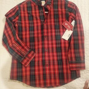 GYMBOREE Red Plaid Collar Button Up Shirt  BOYS SIZE 10.